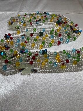 Multicolor Beaded Layered waist beads with Clear Seed Beads